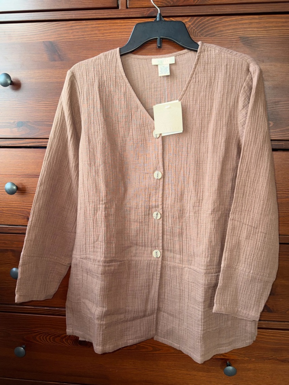 NWT J. Jill Textured Button-Front Lagenlook Duster Tunic